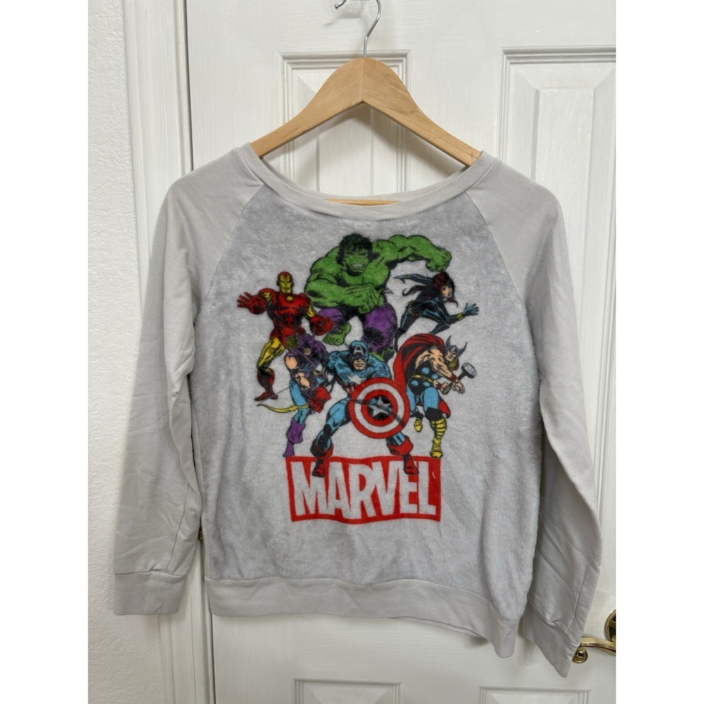 Marvel Avengers Fleece Sweater Vintage Ironman Hulk Cap America Thor Black Widow